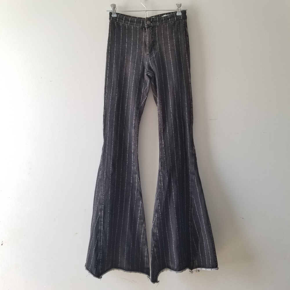 LITZ Stripe Mid Rise Flare Retro Jeans 25
